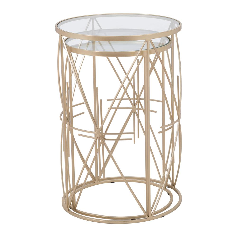 Hadrian Side Tables (Set of 2) Gold & Clear