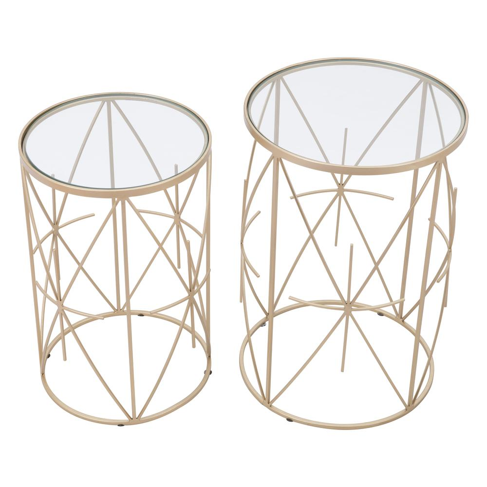 Hadrian Side Tables (Set of 2) Gold & Clear