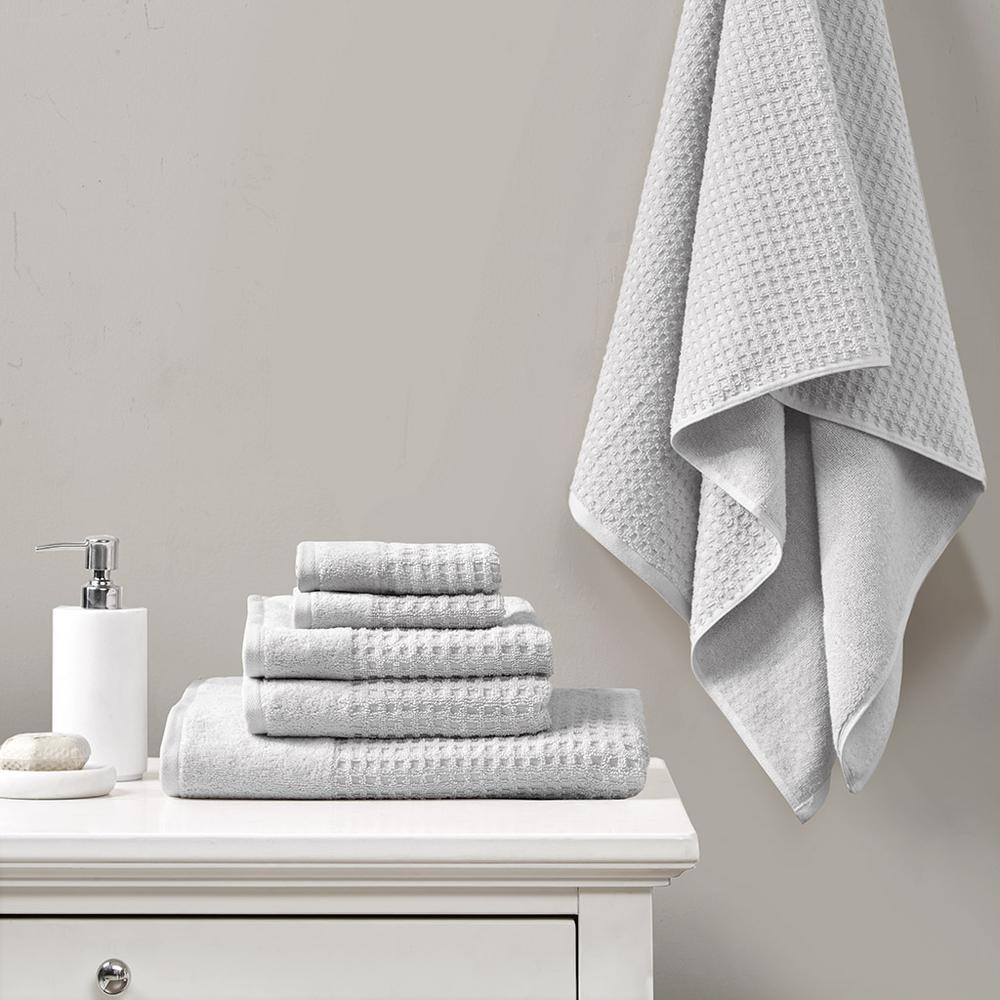 100% Cotton Waffle Jacquard Antimicrobial Bath Towel -6 Piece Set