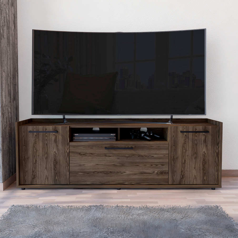 Dext Tv Stand for TV´s up 55" Dext, One Cabinet, Double Door, Dark Walnut Finish