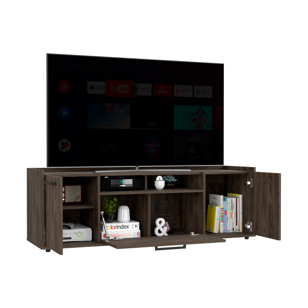 Dext Tv Stand for TV´s up 55" Dext, One Cabinet, Double Door, Dark Walnut Finish