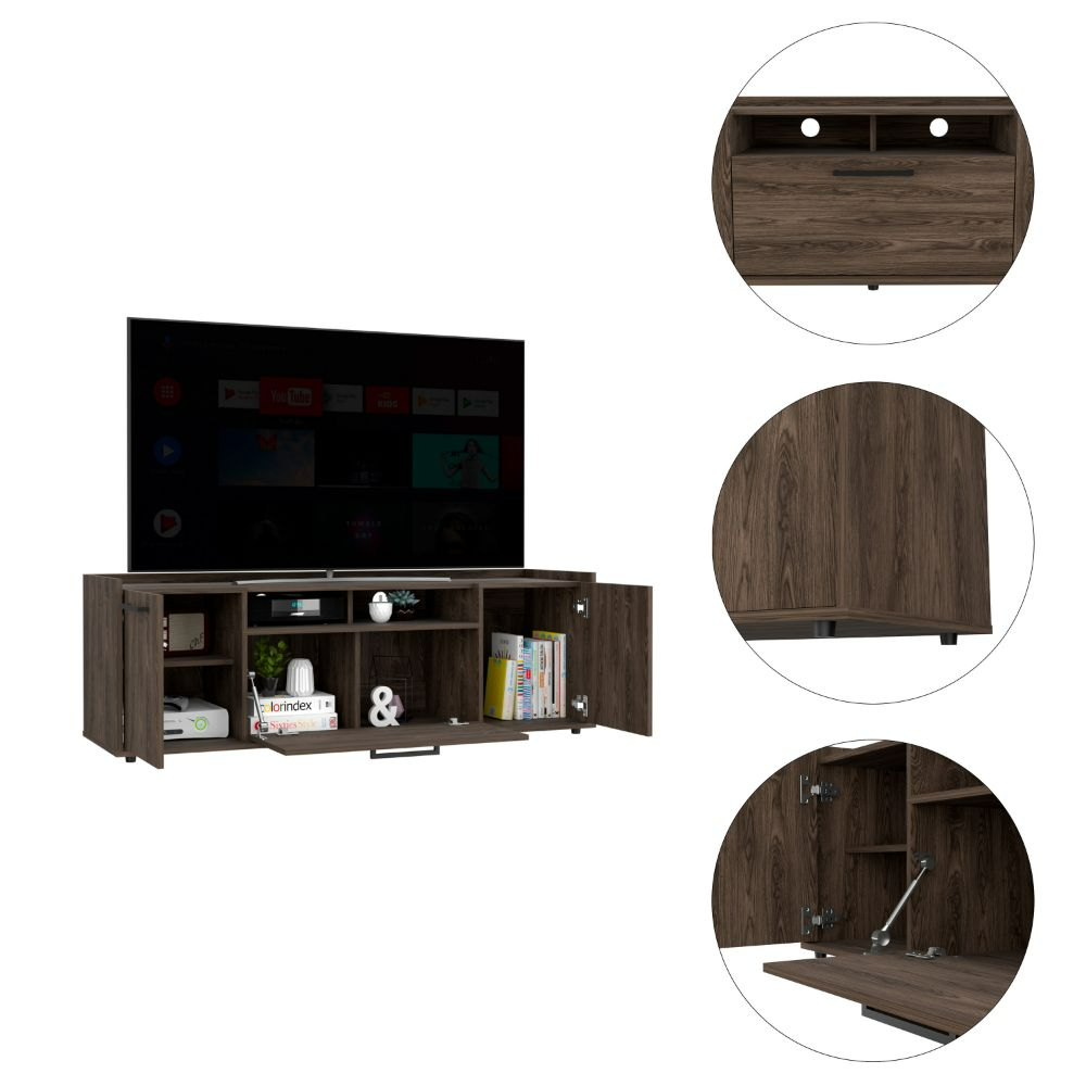 Dext Tv Stand for TV´s up 55" Dext, One Cabinet, Double Door, Dark Walnut Finish