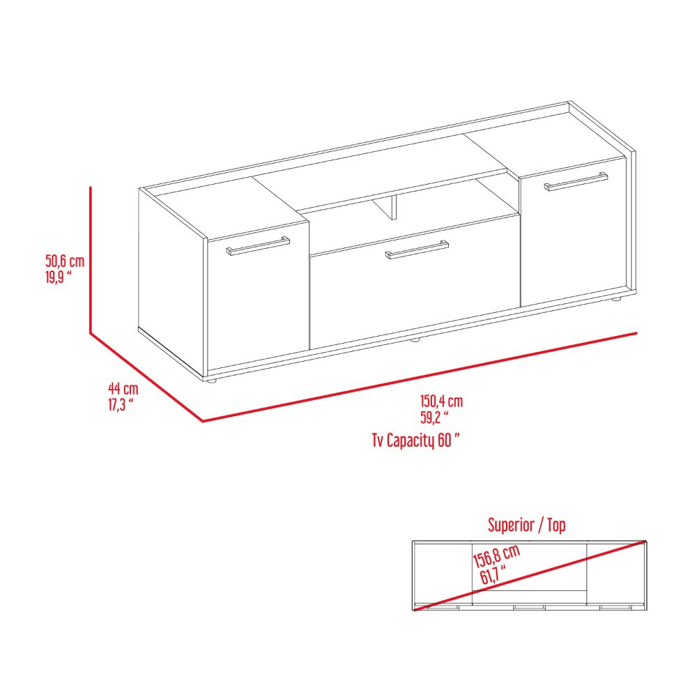 Dext Tv Stand for TV´s up 55" Dext, One Cabinet, Double Door, Dark Walnut Finish