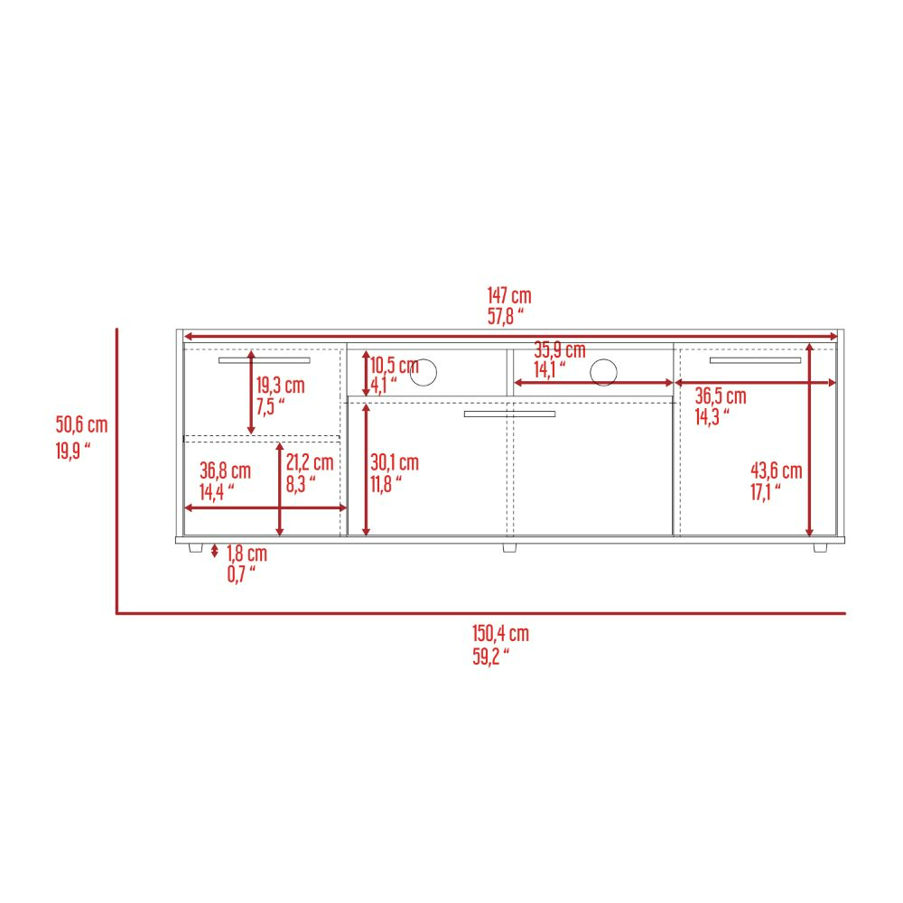 Dext Tv Stand for TV´s up 55" Dext, One Cabinet, Double Door, Dark Walnut Finish