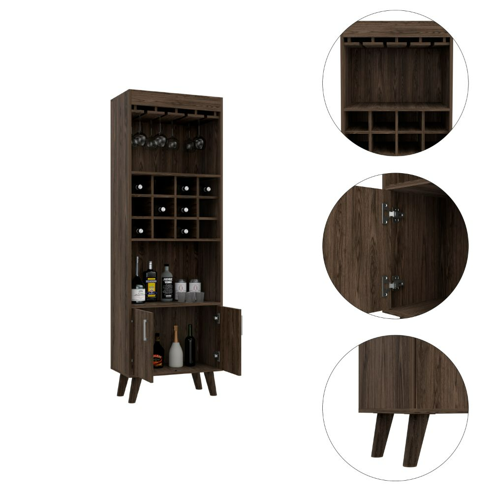 Bull Bar Cabinet, Twelve Wine Cubbies & Rack