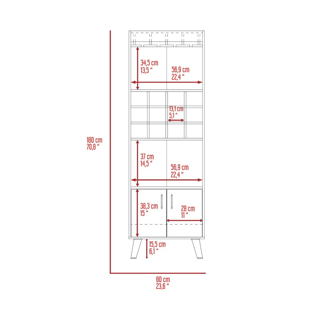 Bull Bar Cabinet, Twelve Wine Cubbies & Rack