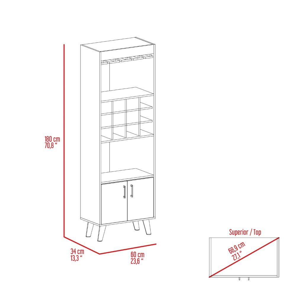 Bull Bar Cabinet, Twelve Wine Cubbies & Rack