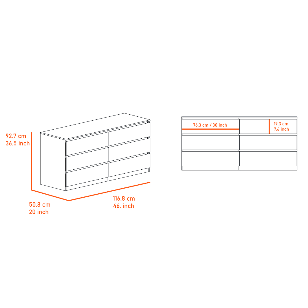 Tronx 6 Drawer Double Dresser