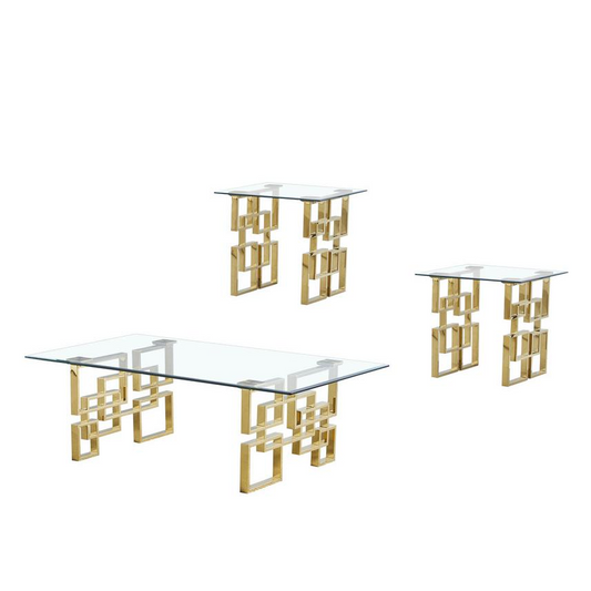 Tempered Glass Coffee Table Set -3 pcs.