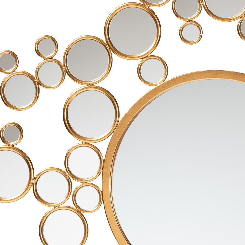 Castiel Modern Glam and Luxe Antique Goldleaf Metal Bubble Accent Wall Mirror