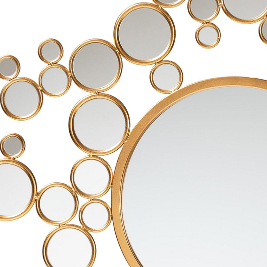 Castiel Modern Glam and Luxe Antique Goldleaf Metal Bubble Accent Wall Mirror