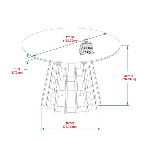 Modern Round Solid Wood Dining Table w/Pedestal Base