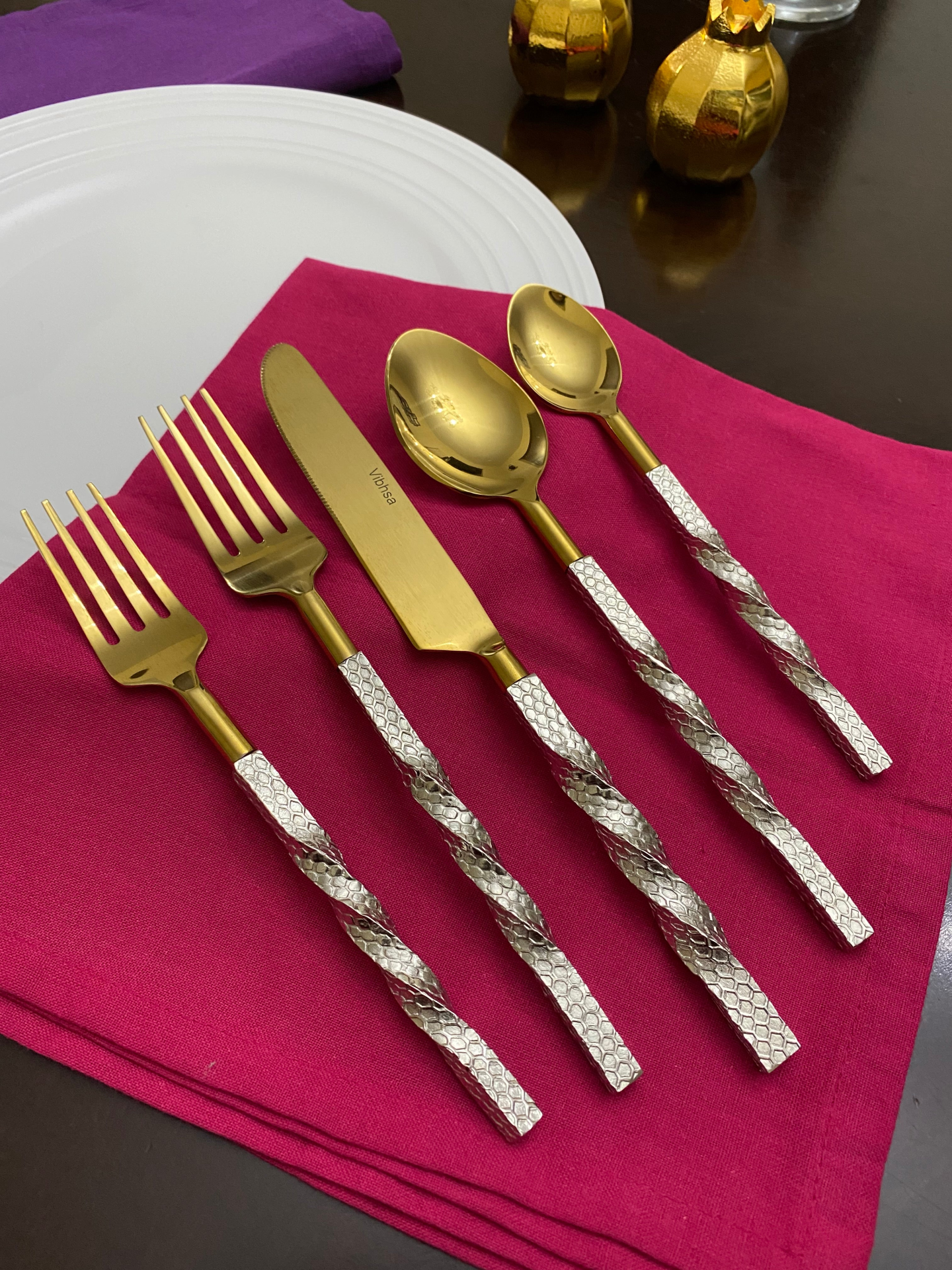 Golden Stainless Steel Flatware Set of 20 Pieces