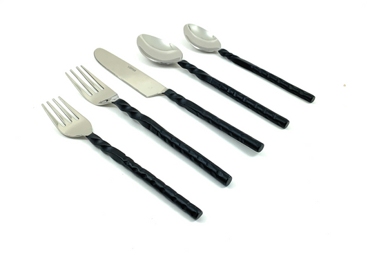 Stainless Steel Flatware set of 20 Pieces Black Swirl Handle