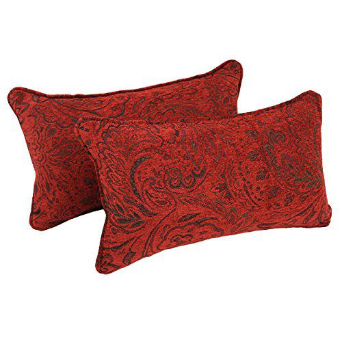 Double-corded Patterned Jacquard Chenille Back Support Pillows w/Inserts (Set of 2)