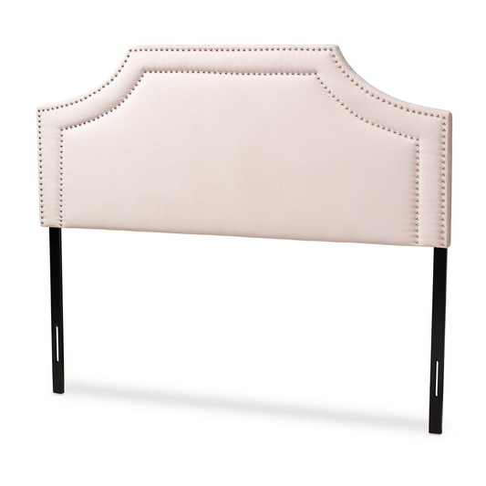 Light Pink Velvet Fabric Upholstered Full Size Headboard