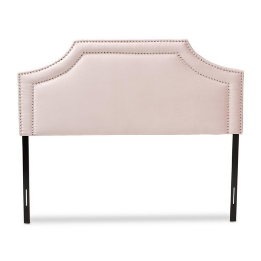 Light Pink Velvet Fabric Upholstered Full Size Headboard