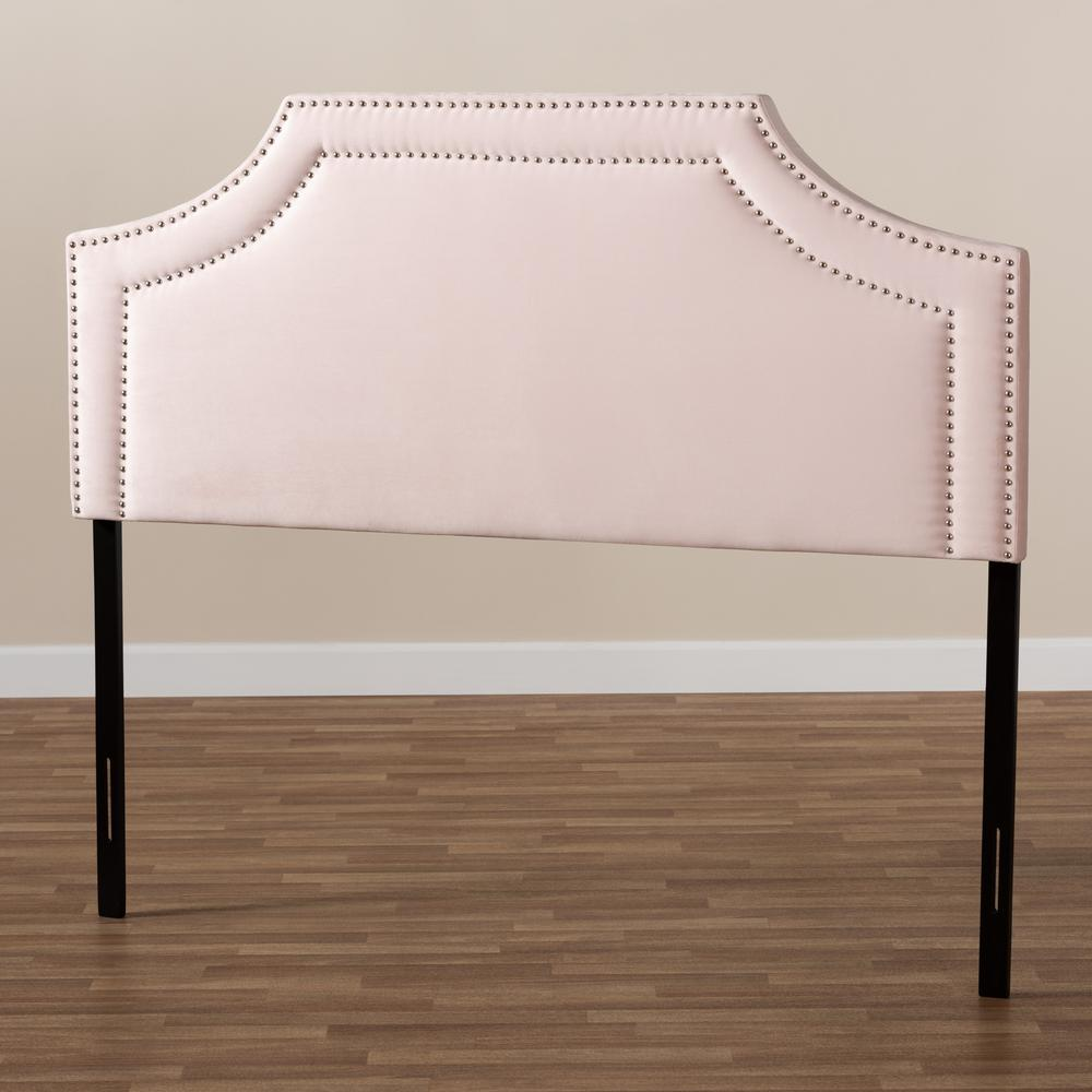 Light Pink Velvet Fabric Upholstered Full Size Headboard