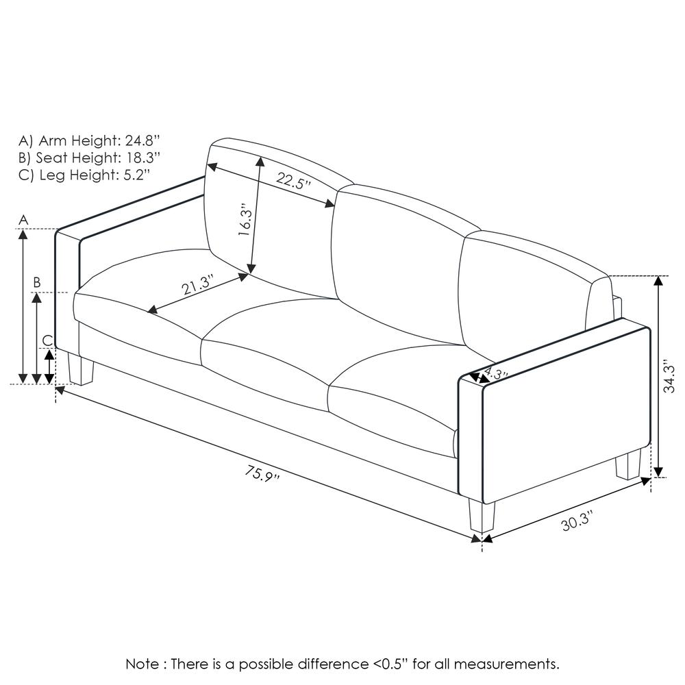 Bayonne Modern Upholstered 3-Seater Sofa