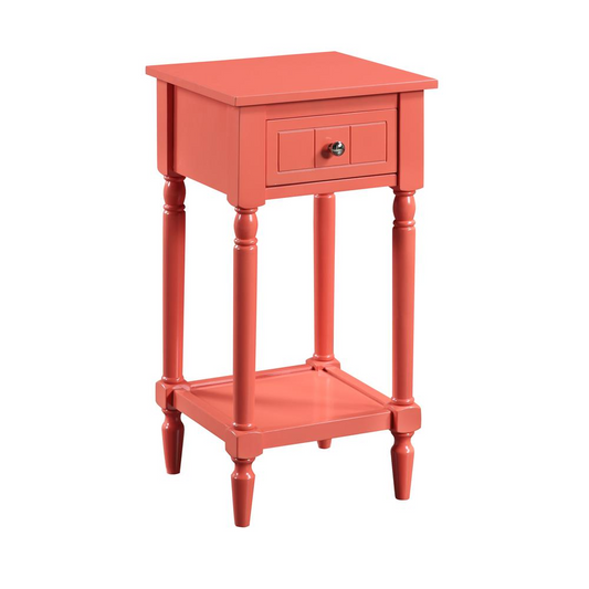 French Country Khloe 1 Drawer Accent Table w/Shelf Coral