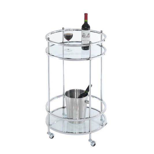 Royal Crest 2 Tier Round Glass Bar Cart