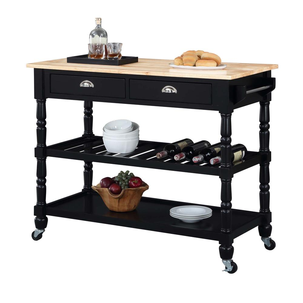 French Country 3 Tier Butcher Block Kitchen Cart