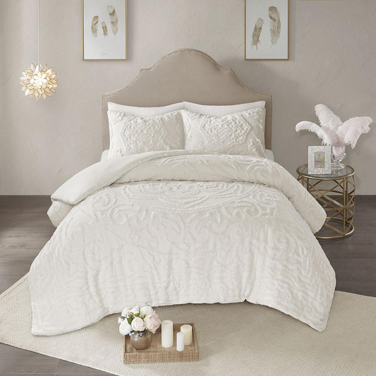 100% Cotton Tufted Duvet Cover Set -3 pcs. (Full/Queen)