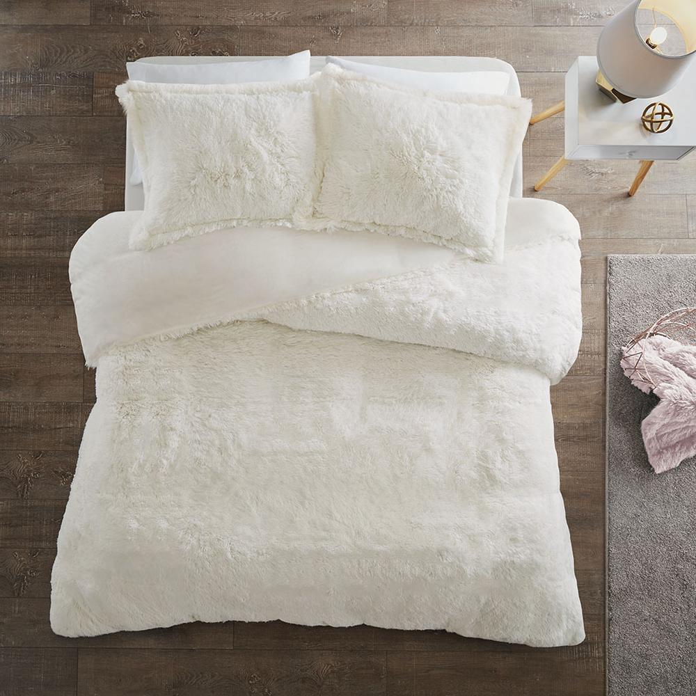 100% Polyester Solid Shaggy Fur Duvet Cover Set (Twin Size)