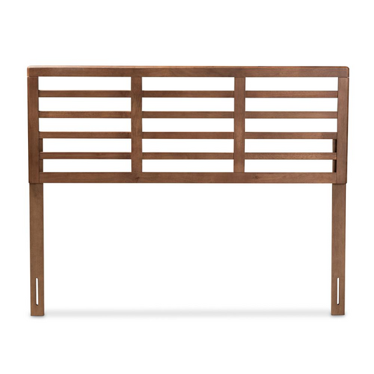 Walnut Brown Finished Wood Queen Size Open Slat Headboard