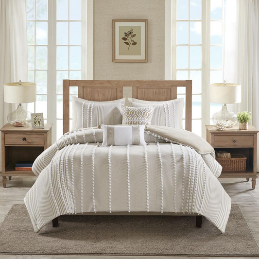 100% Cotton Yarn Dyed Anslee Tufted Duvet Cover Mini Set -3 pcs. (Full/Queen)