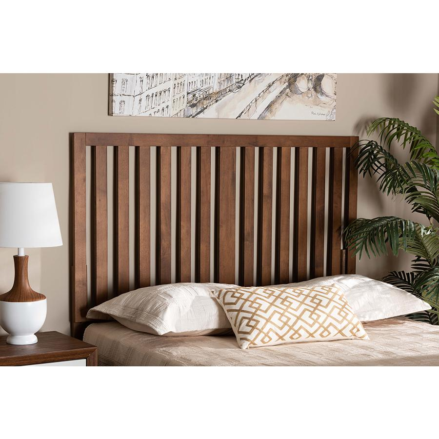 Oren Modern and Transitional Ash Walnut Finished Wood Queen Size Headboard