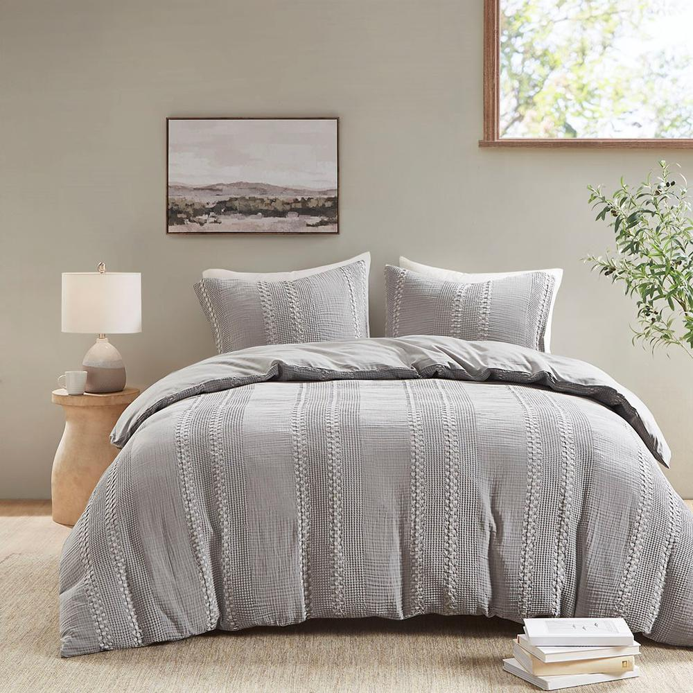 Cotton Gauze Waffle Weave Duvet Cover Set -3 pcs.  (88 x 92)