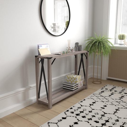 Farmhouse Wooden 2-Tier Console Entry Table