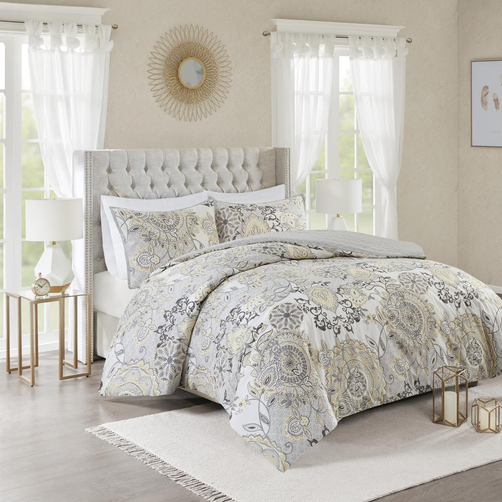 Cotton Floral Reversible Duvet Cover Set -3 pcs.(Full/Queen)