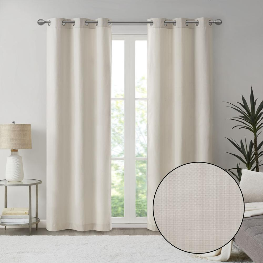 Basketweave Room Darkening Curtain Panel (Pair)