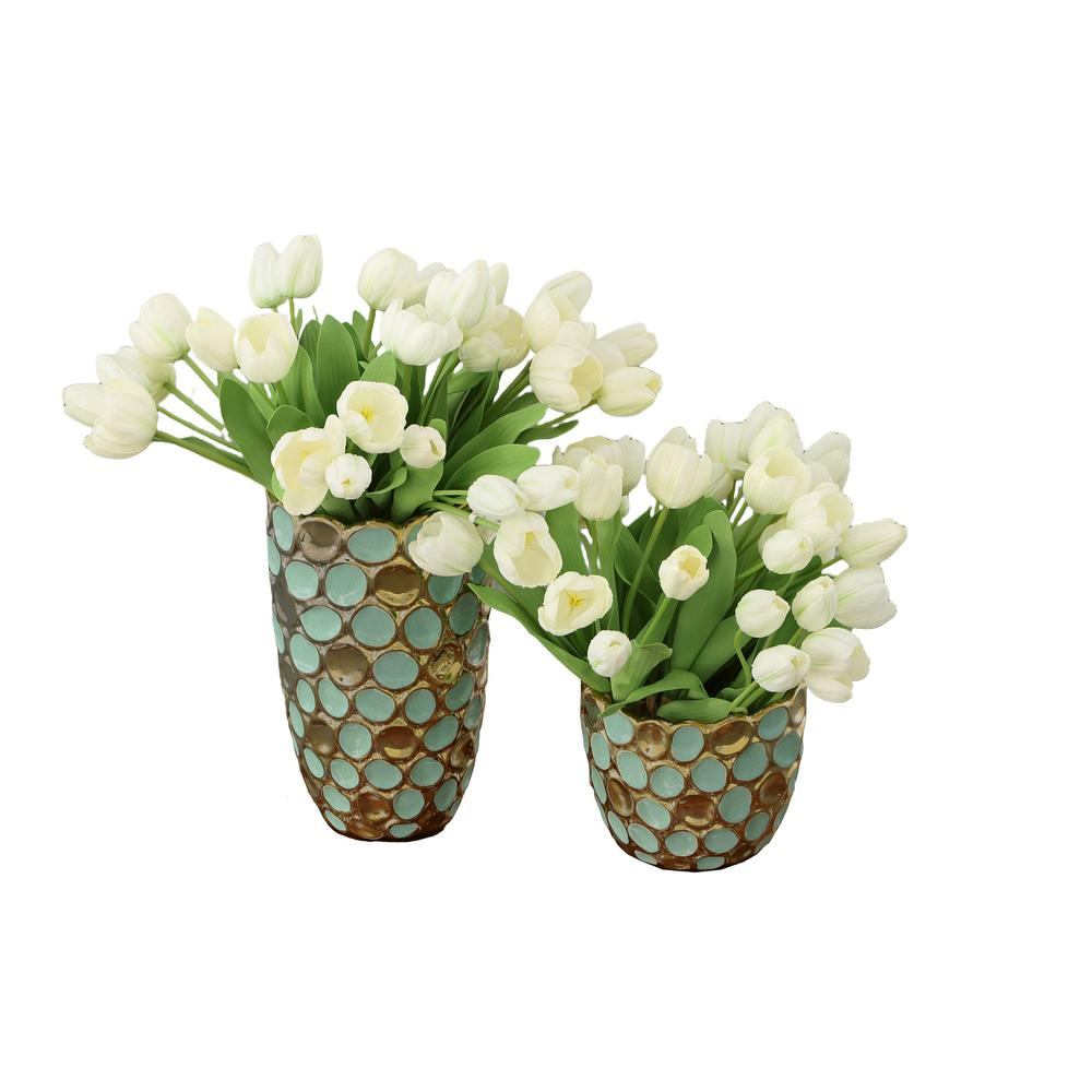 Turquoise and Gold Accent Vases (Set of 2)