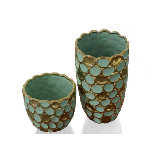 Turquoise and Gold Accent Vases (Set of 2)