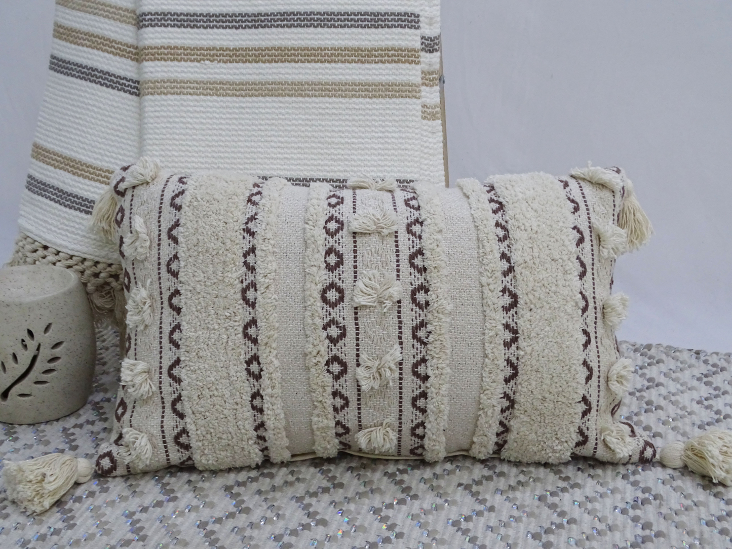 Handwoven Throw Pillow w/Fringes