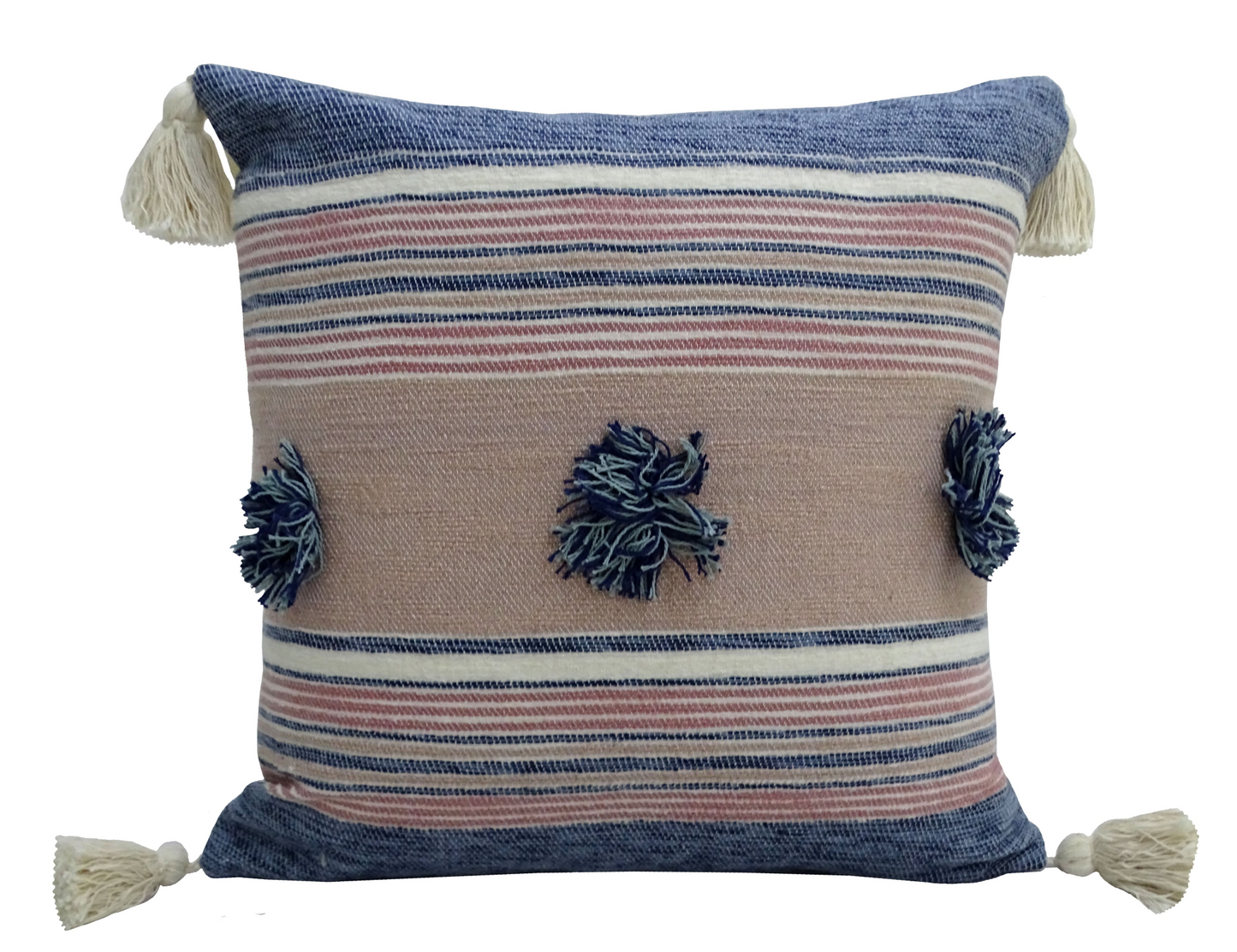 Throw Pillow w/Tassels & Pom-Poms -Insert Included