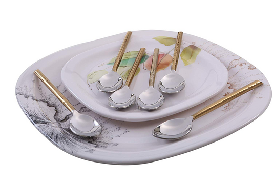 Golden Silverware Dessert Spoons Set -6 pcs.