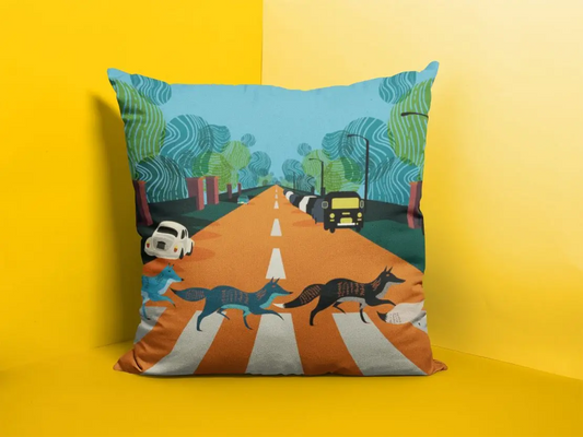 Abbey Road Foxes London Throw Pillow Cover