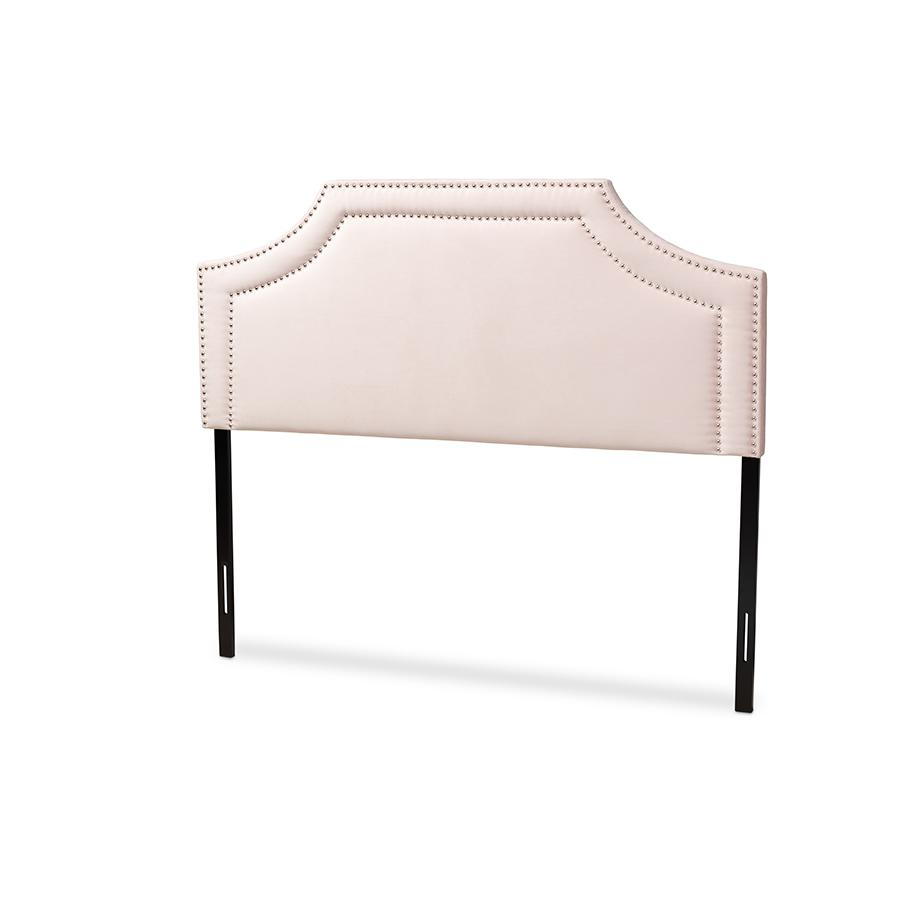 Light Pink Velvet Fabric Upholstered Full Size Headboard