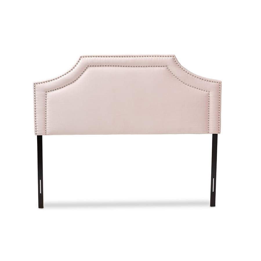 Light Pink Velvet Fabric Upholstered Full Size Headboard