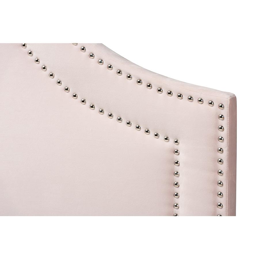 Light Pink Velvet Fabric Upholstered Full Size Headboard