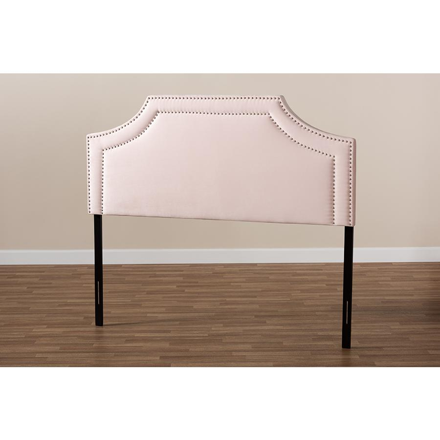 Light Pink Velvet Fabric Upholstered Full Size Headboard