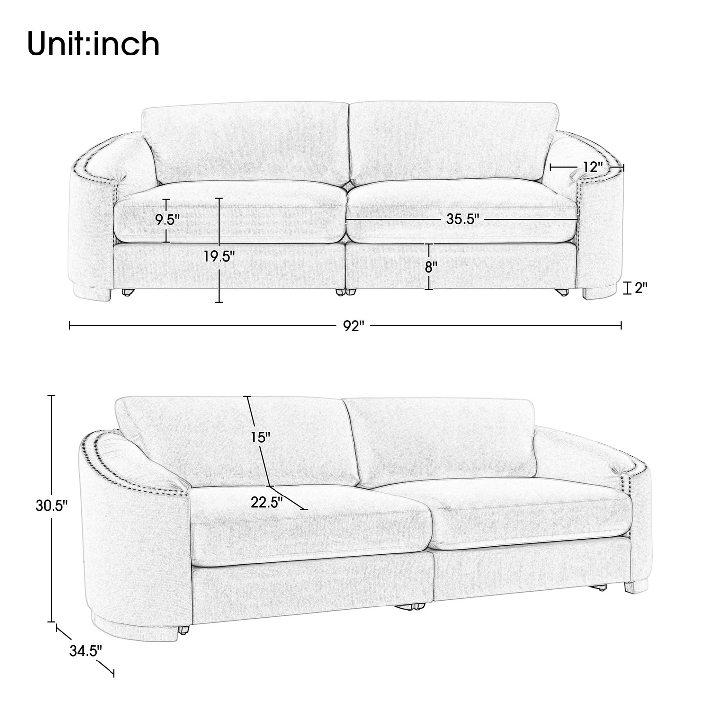 Sofa w/Semilunar Arm