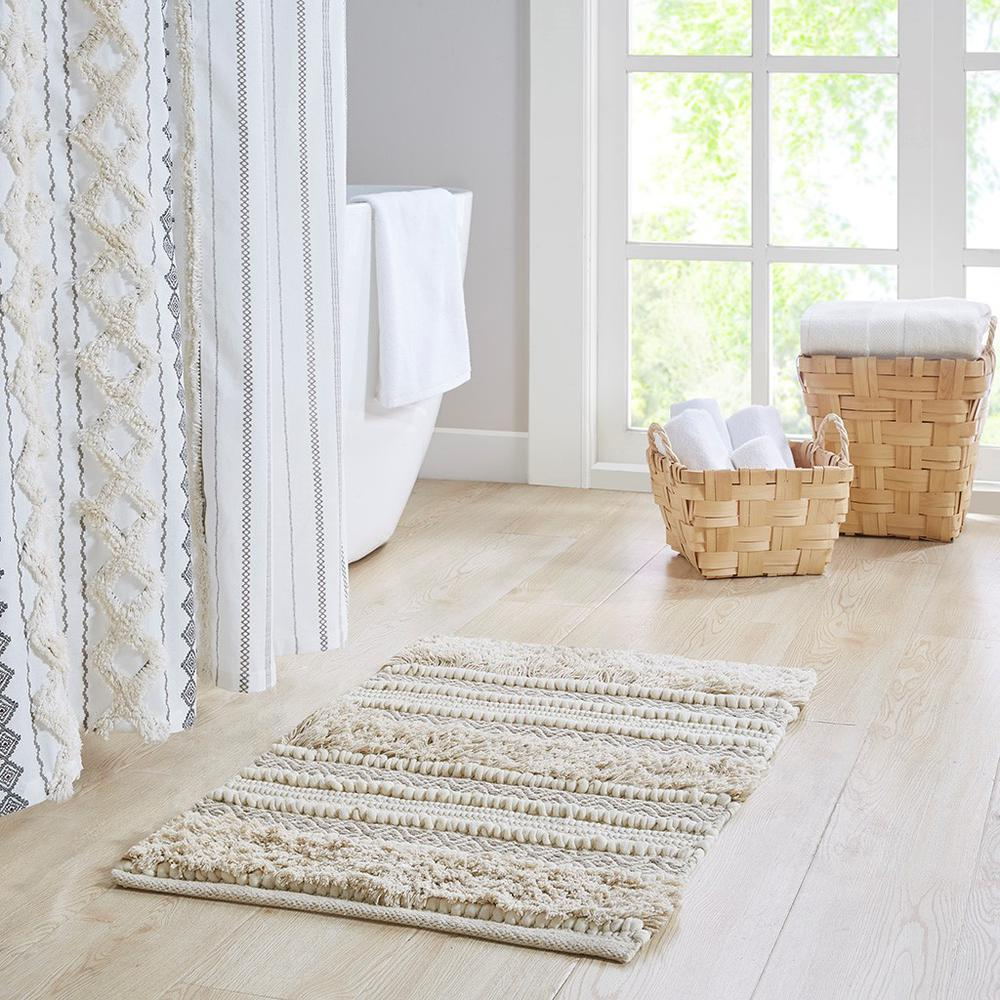 Woven Texture Stripe Bath Rug