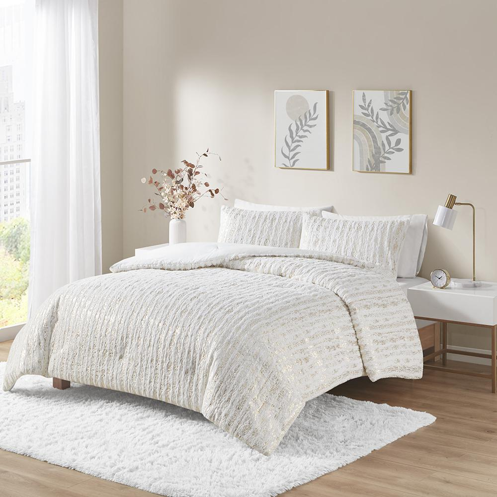 Naomi Metallic Faux Fur Comforter Set -3 pcs. (68 x 90)