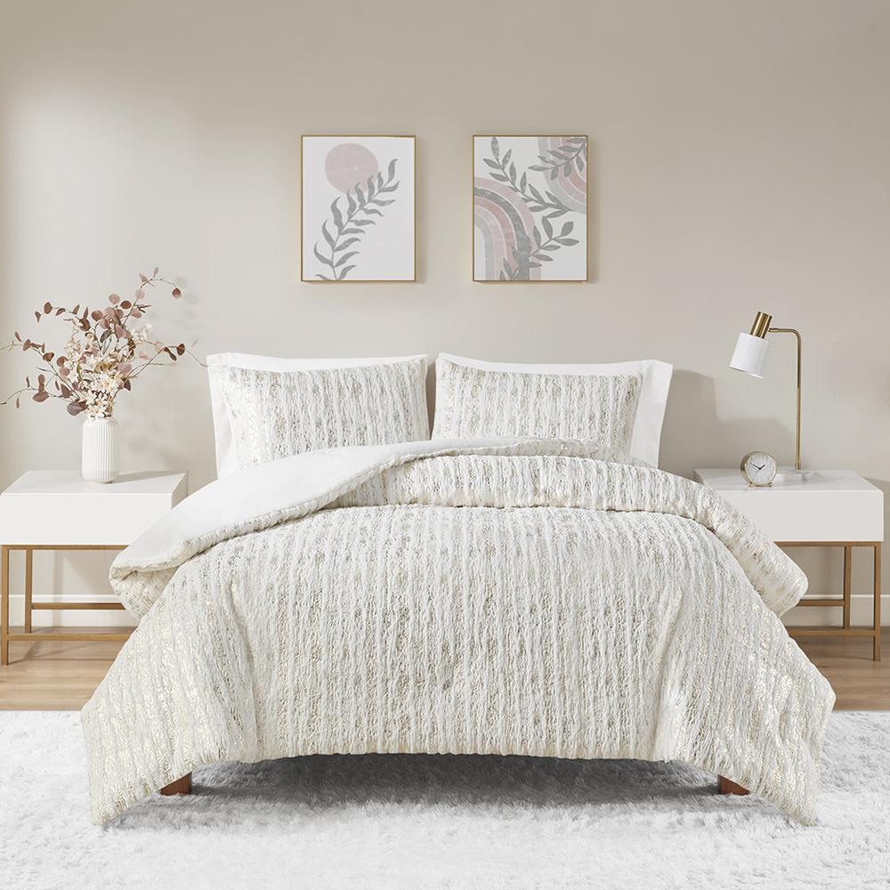 Naomi Metallic Faux Fur Comforter Set -3 pcs. (68 x 90)