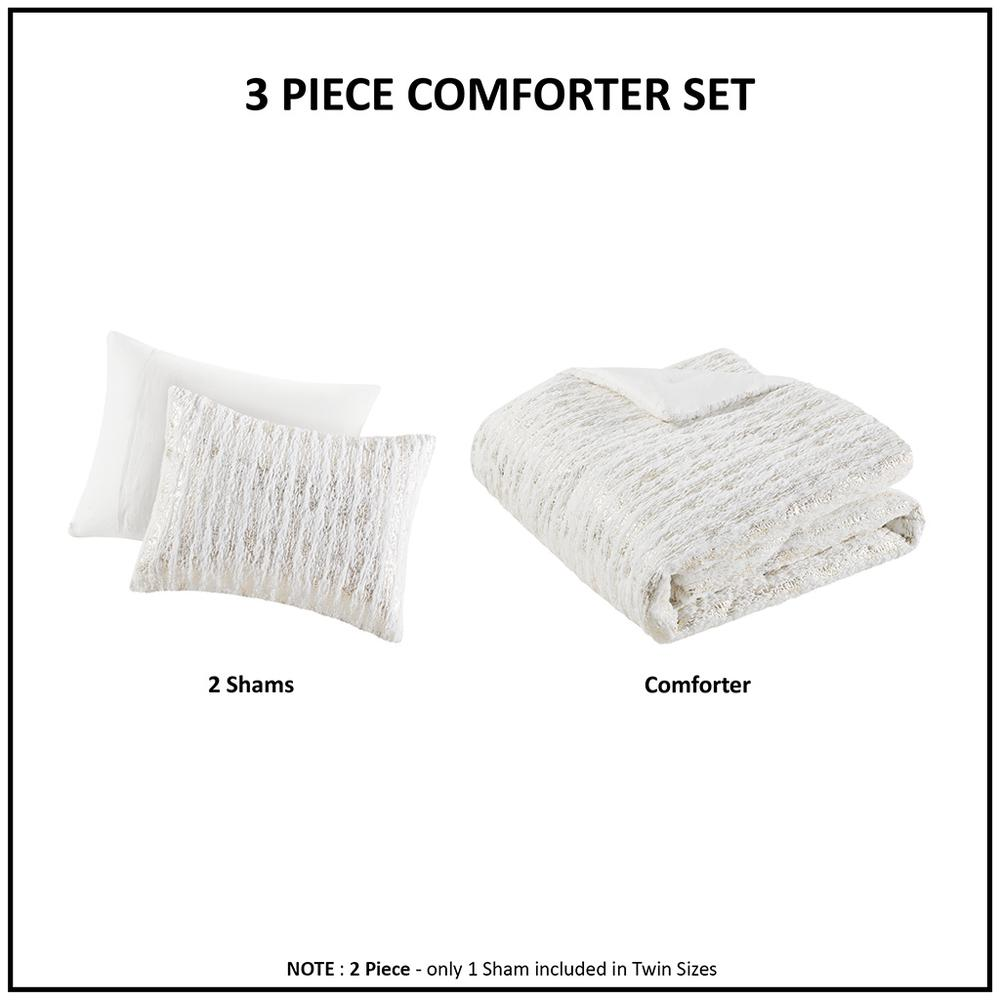 Naomi Metallic Faux Fur Comforter Set -3 pcs. (68 x 90)